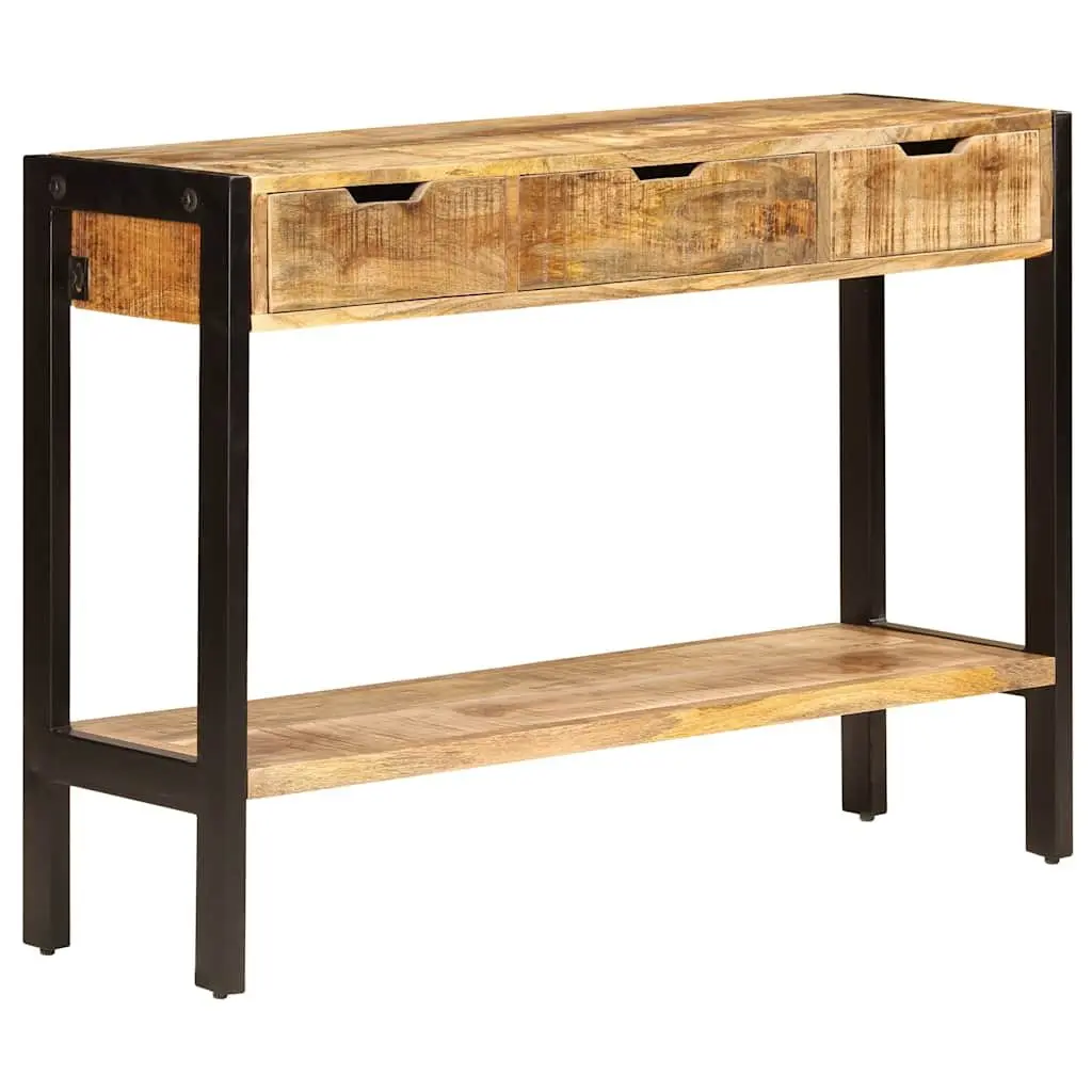 Sideboard Solid Mango Wood 110x35x75 cm Brown Vintage Style Storage Cabinet with 3 Drawers and Shelf