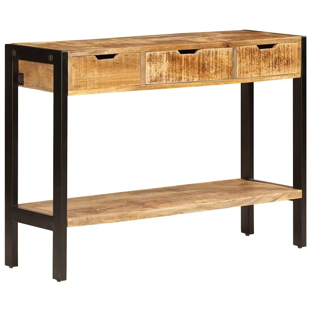 Sideboard Solid Mango Wood 110x35x75 cm Brown Vintage Style Storage Cabinet with 3 Drawers and Shelf