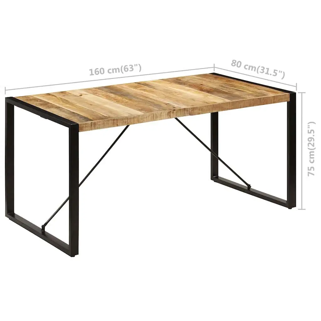 Solid Mango Wood Dining Table 160x80x75cm Industrial Style