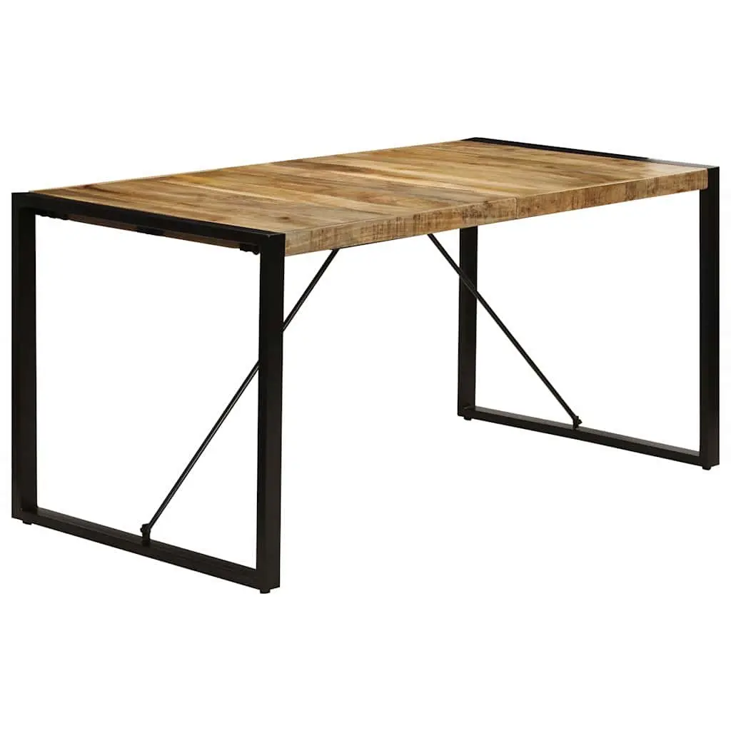 Solid Mango Wood Dining Table 160x80x75cm Industrial Style