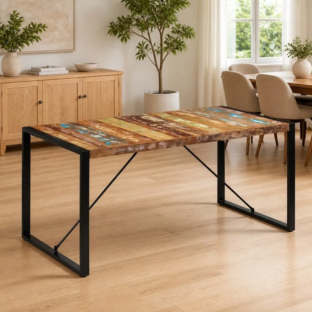 Rustic Solid Reclaimed Wood Dining Table 160x80x75 cm
