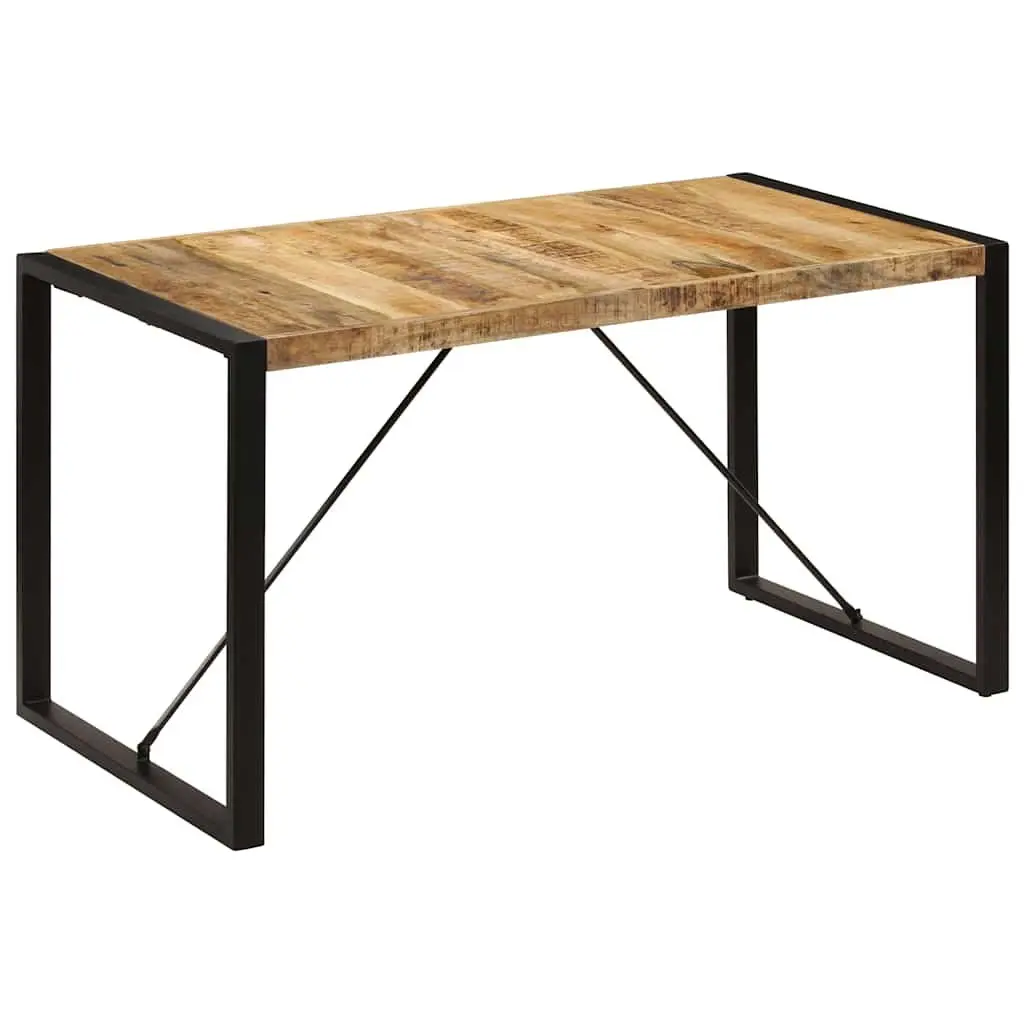 Dining Table 140x70x75cm Solid Mango Wood Industrial Kitchen Furniture Brown