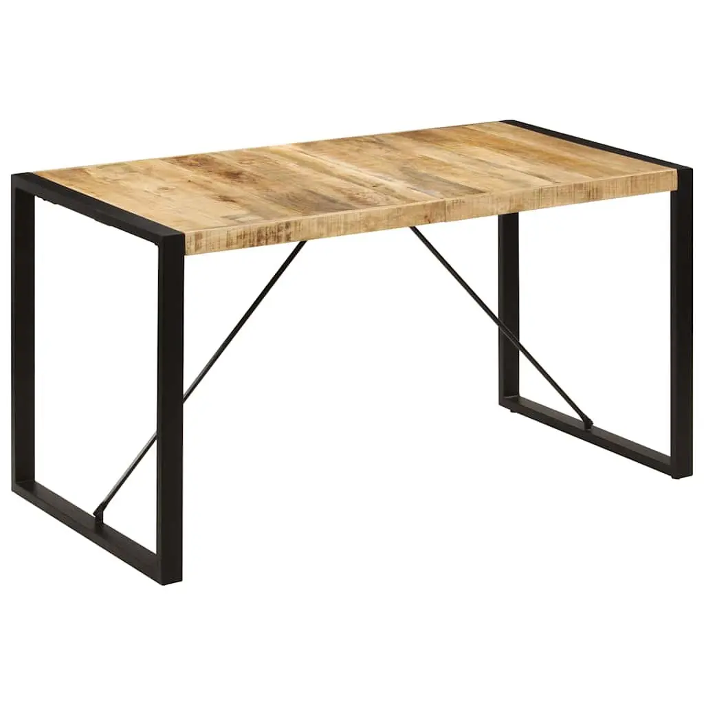 Dining Table 140x70x75cm Solid Mango Wood Industrial Kitchen Furniture Brown