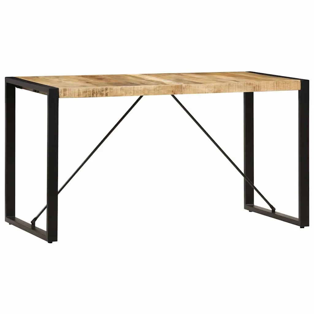 Dining Table 140x70x75cm Solid Mango Wood Industrial Kitchen Furniture Brown