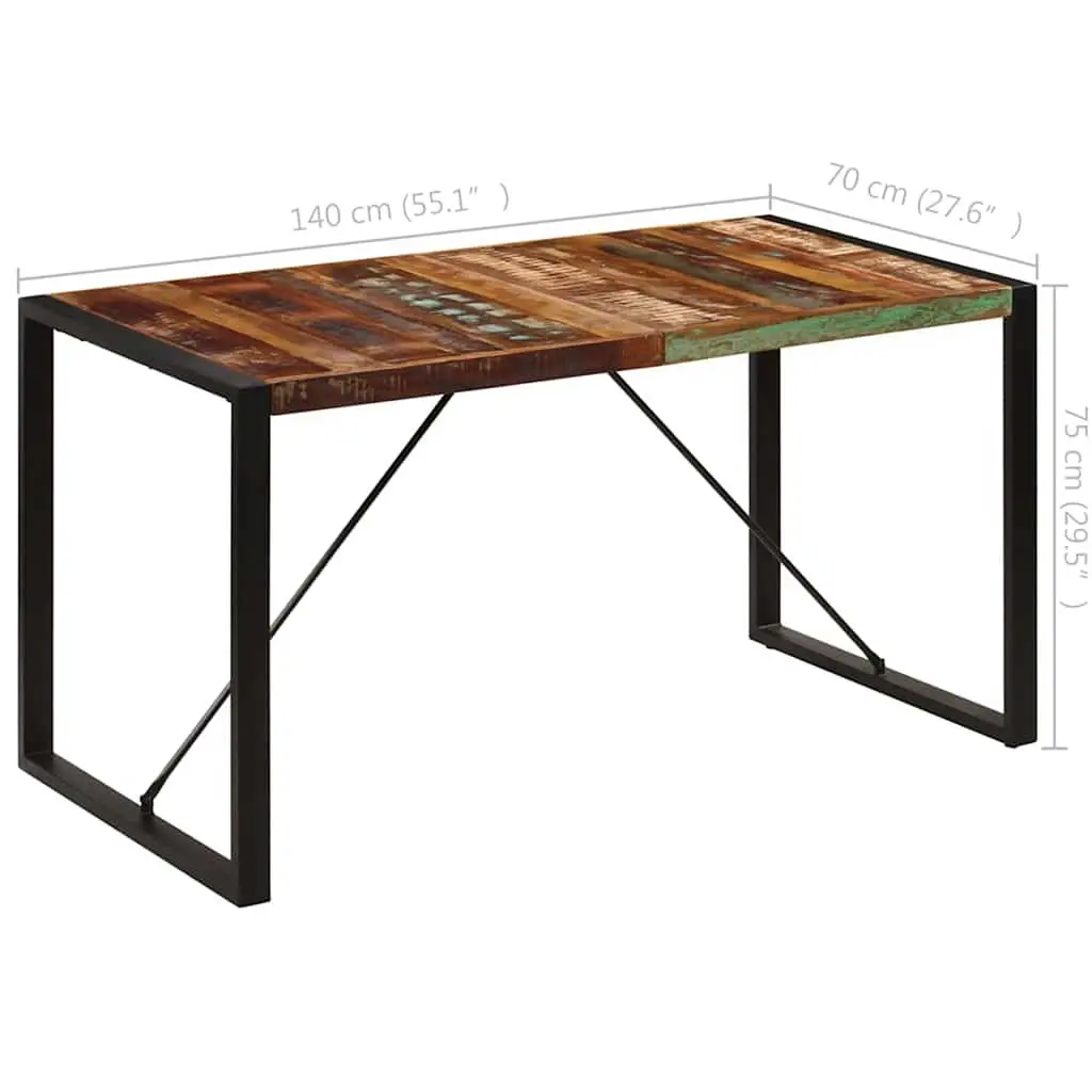 Solid Reclaimed Wood Dining Table 140x70x75 cm