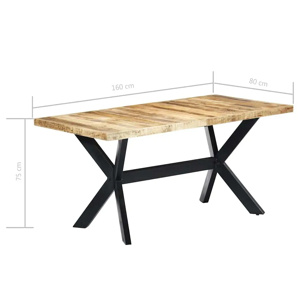 Dining Table Solid Rough Mango Wood 160x80x75 cm Brown Industrial Style