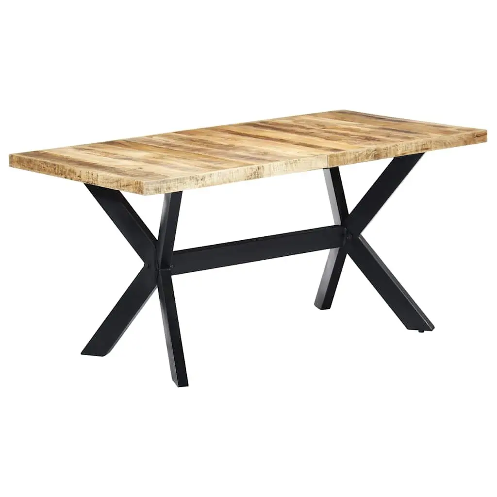 Dining Table Solid Rough Mango Wood 160x80x75 cm Brown Industrial Style
