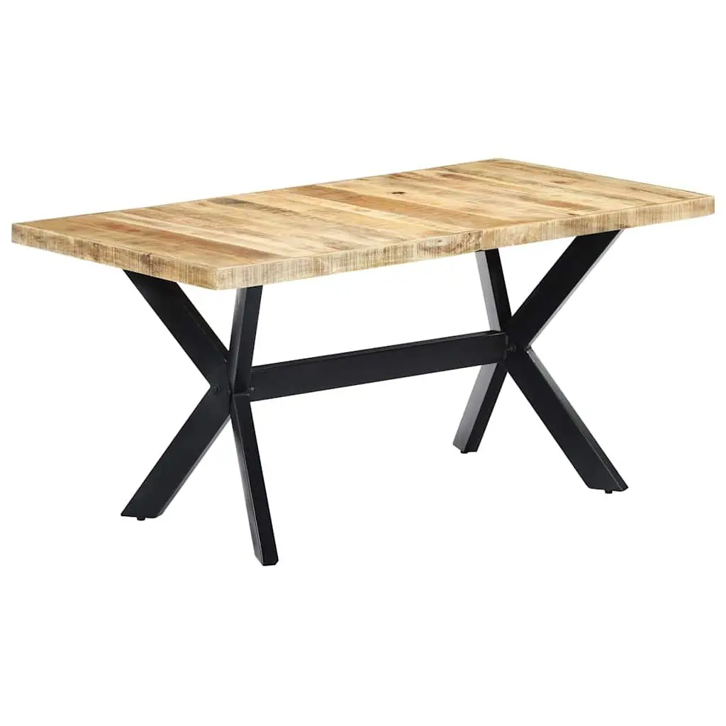 Dining Table Solid Rough Mango Wood 160x80x75 cm Brown Industrial Style