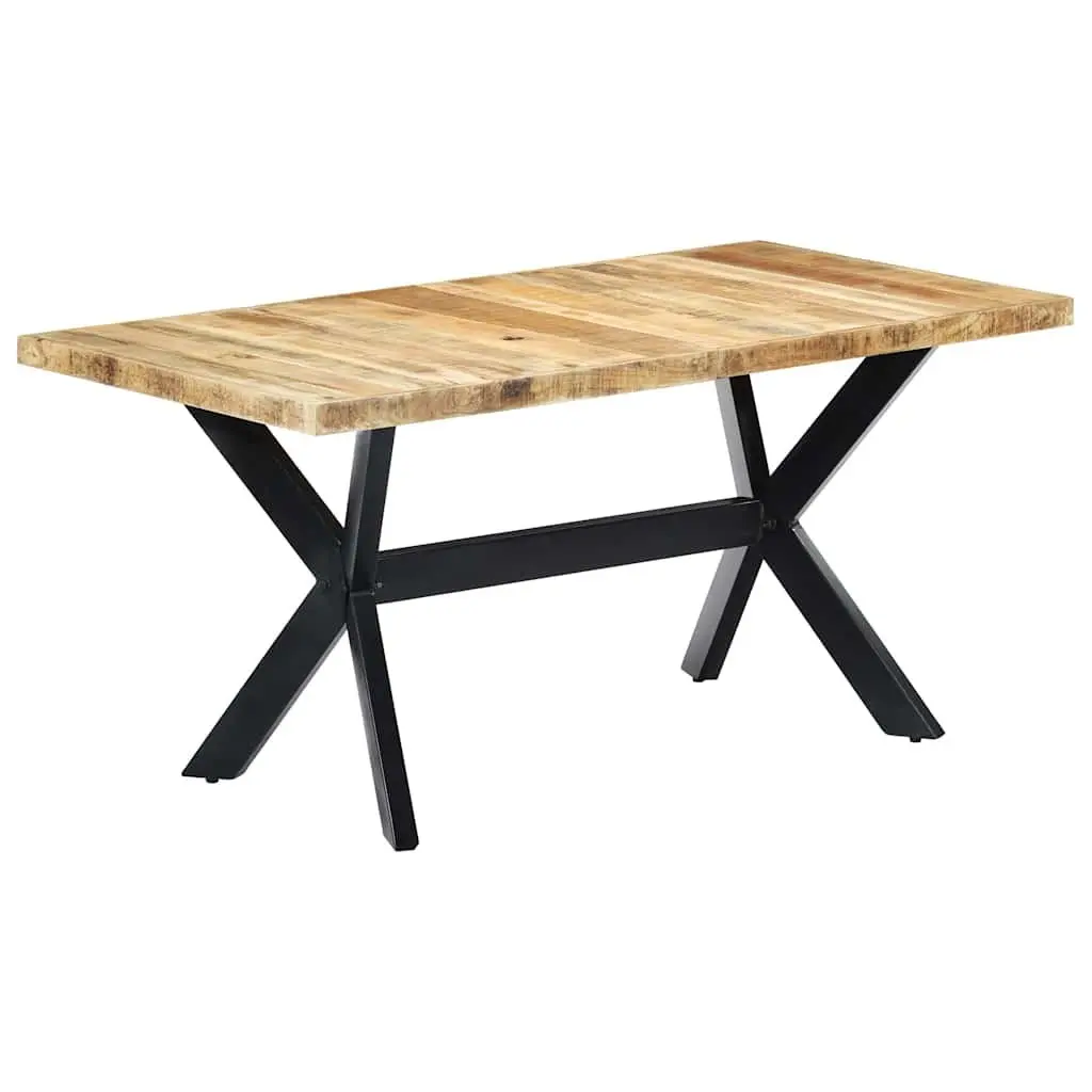 Dining Table Solid Rough Mango Wood 160x80x75 cm Brown Industrial Style