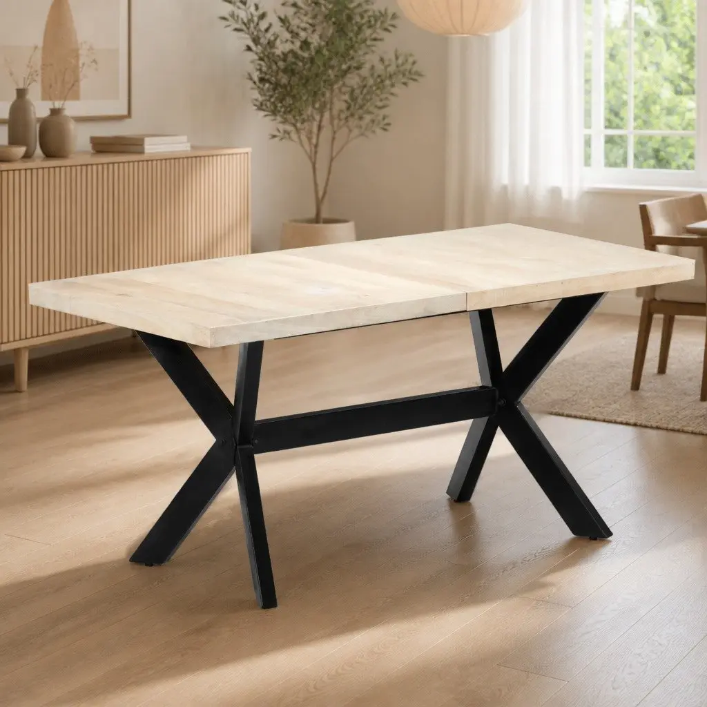 Solid Mango Wood Dining Table 160x80x75 cm in White