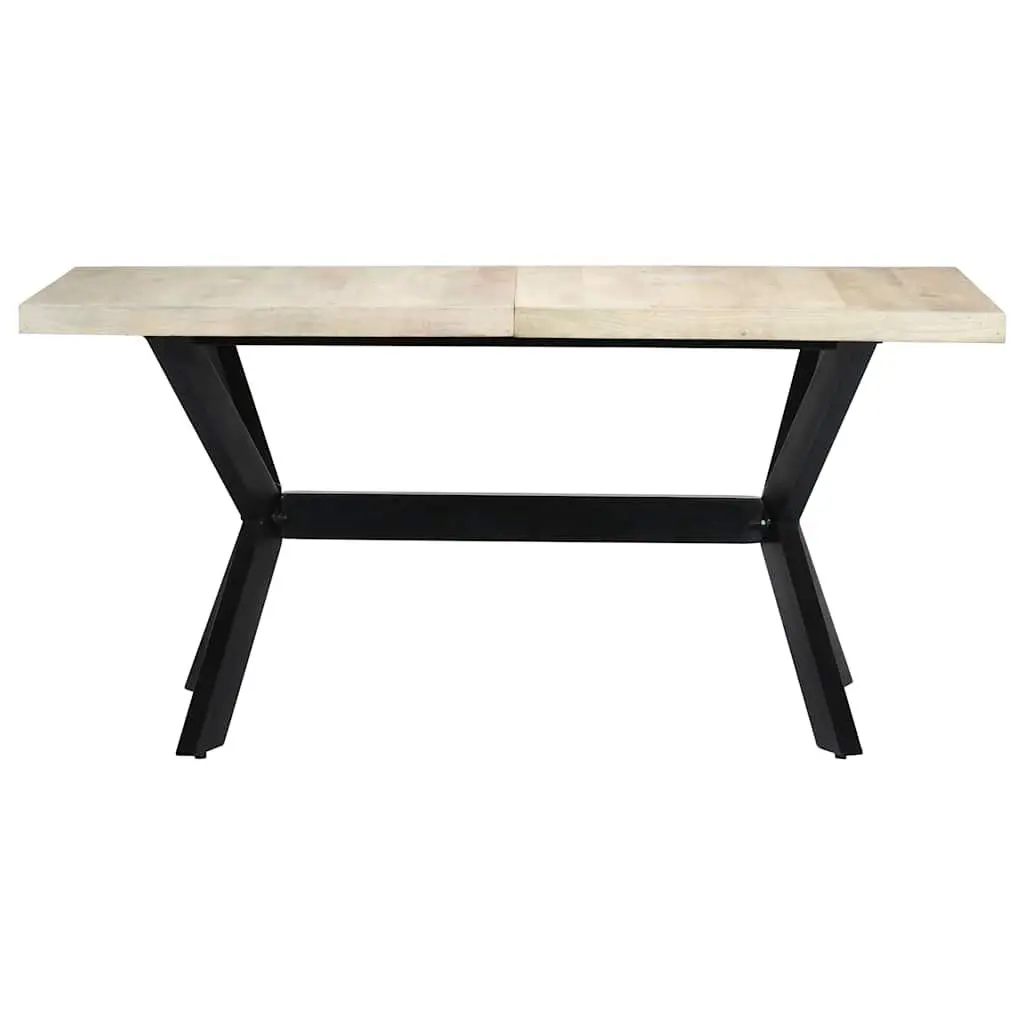 Solid Mango Wood Dining Table 160x80x75 cm in White