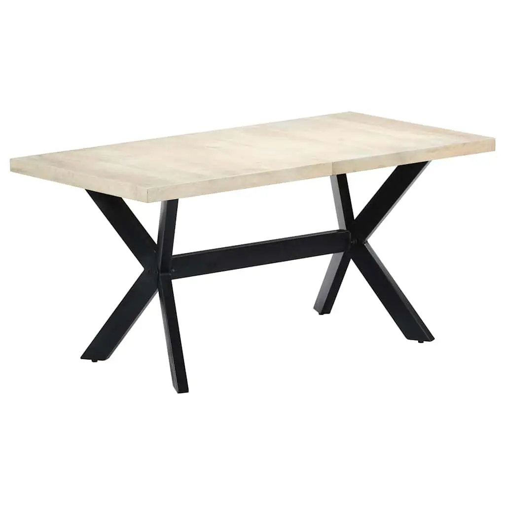Solid Mango Wood Dining Table 160x80x75 cm in White