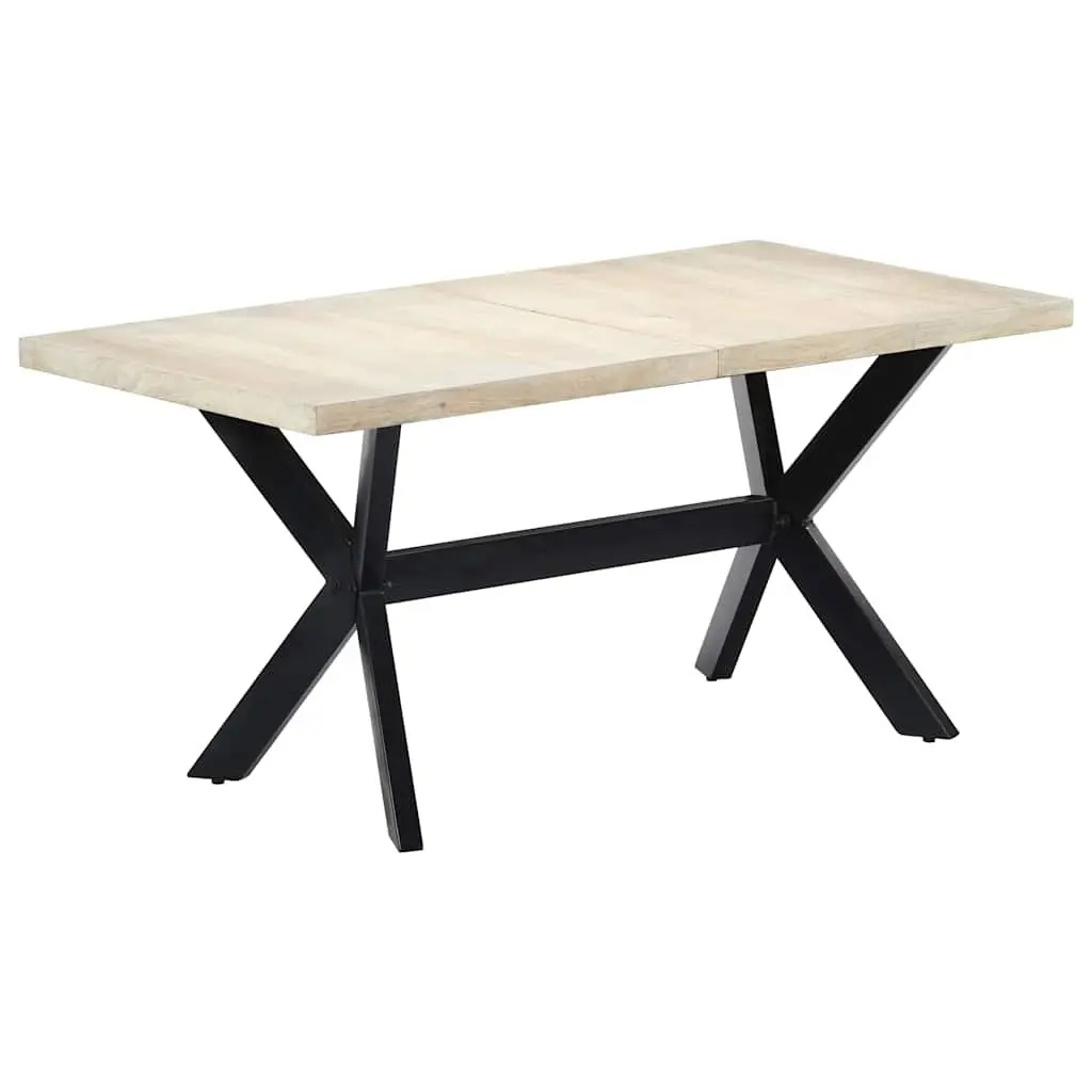 Solid Mango Wood Dining Table 160x80x75 cm in White