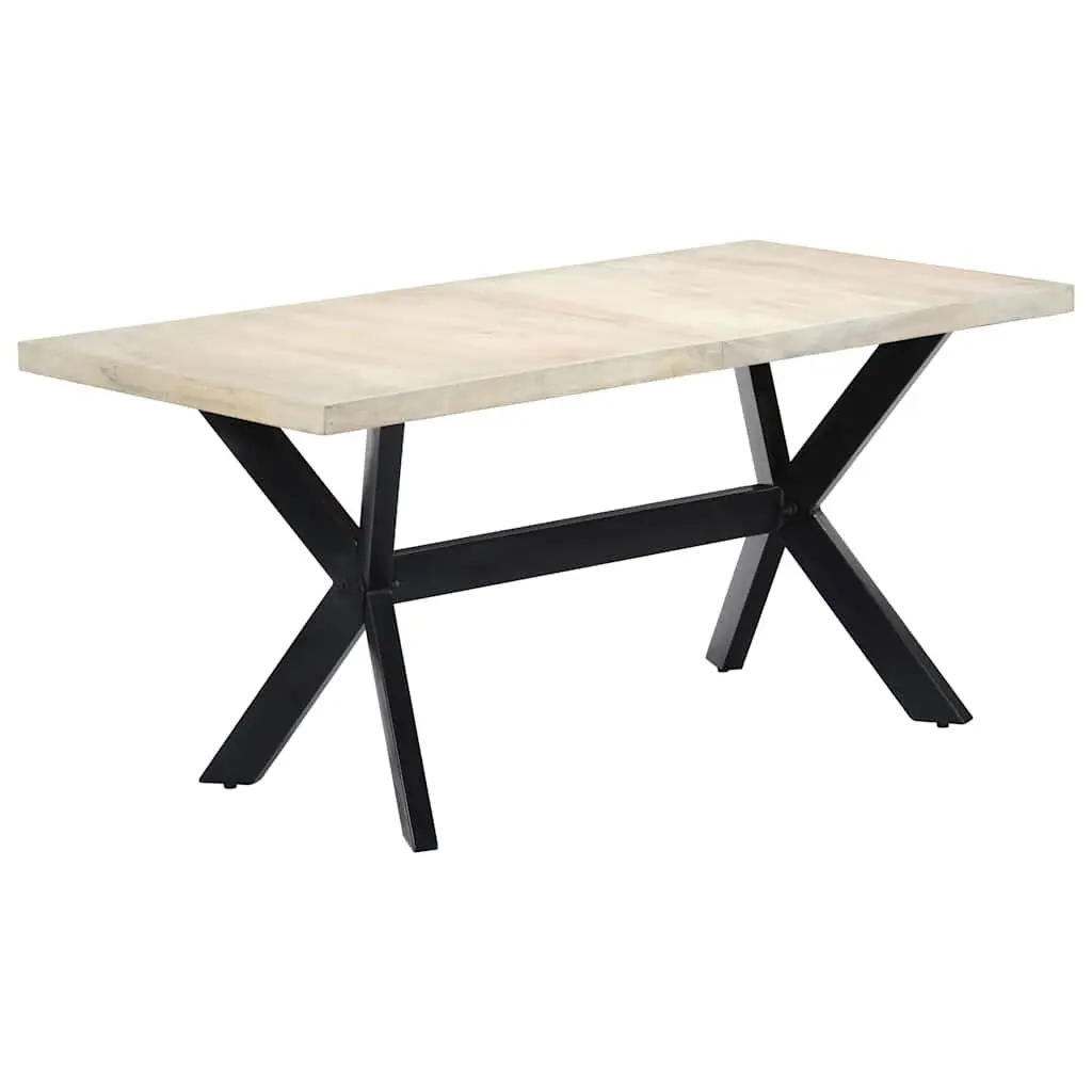 Solid Mango Wood Dining Table 160x80x75 cm in White