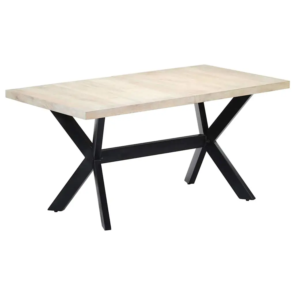 Solid Mango Wood Dining Table 160x80x75 cm in White