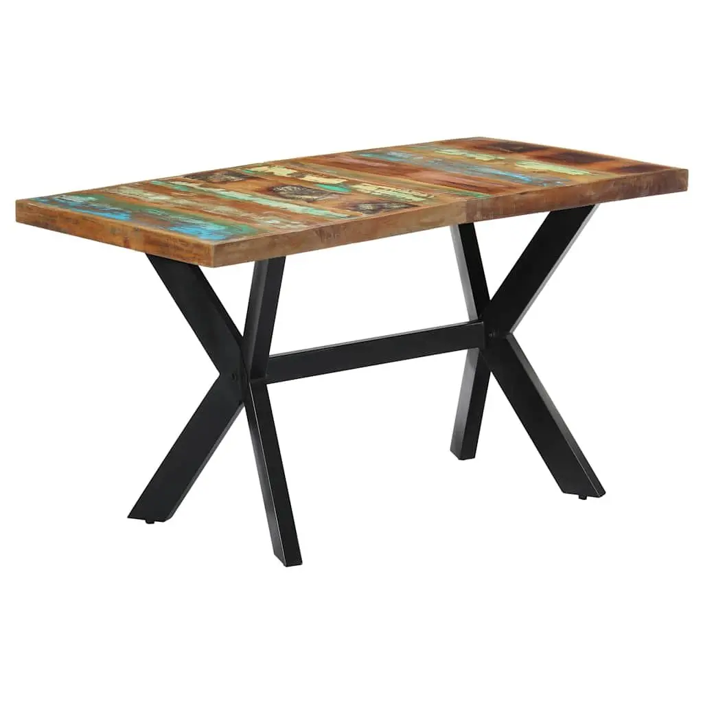 Industrial Style Dining Table with Solid Reclaimed Wood
