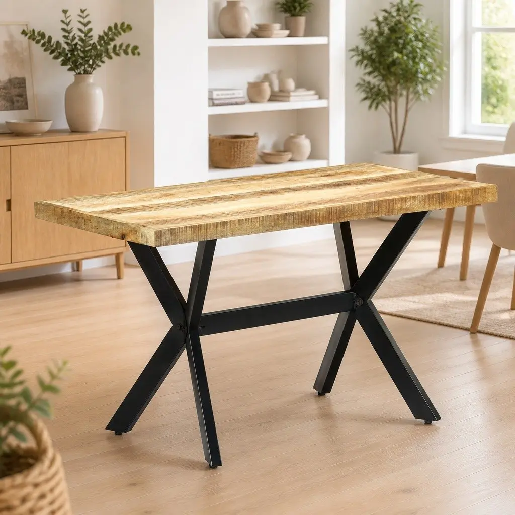 Solid Mango Wood Dining Table for Industrial Spaces