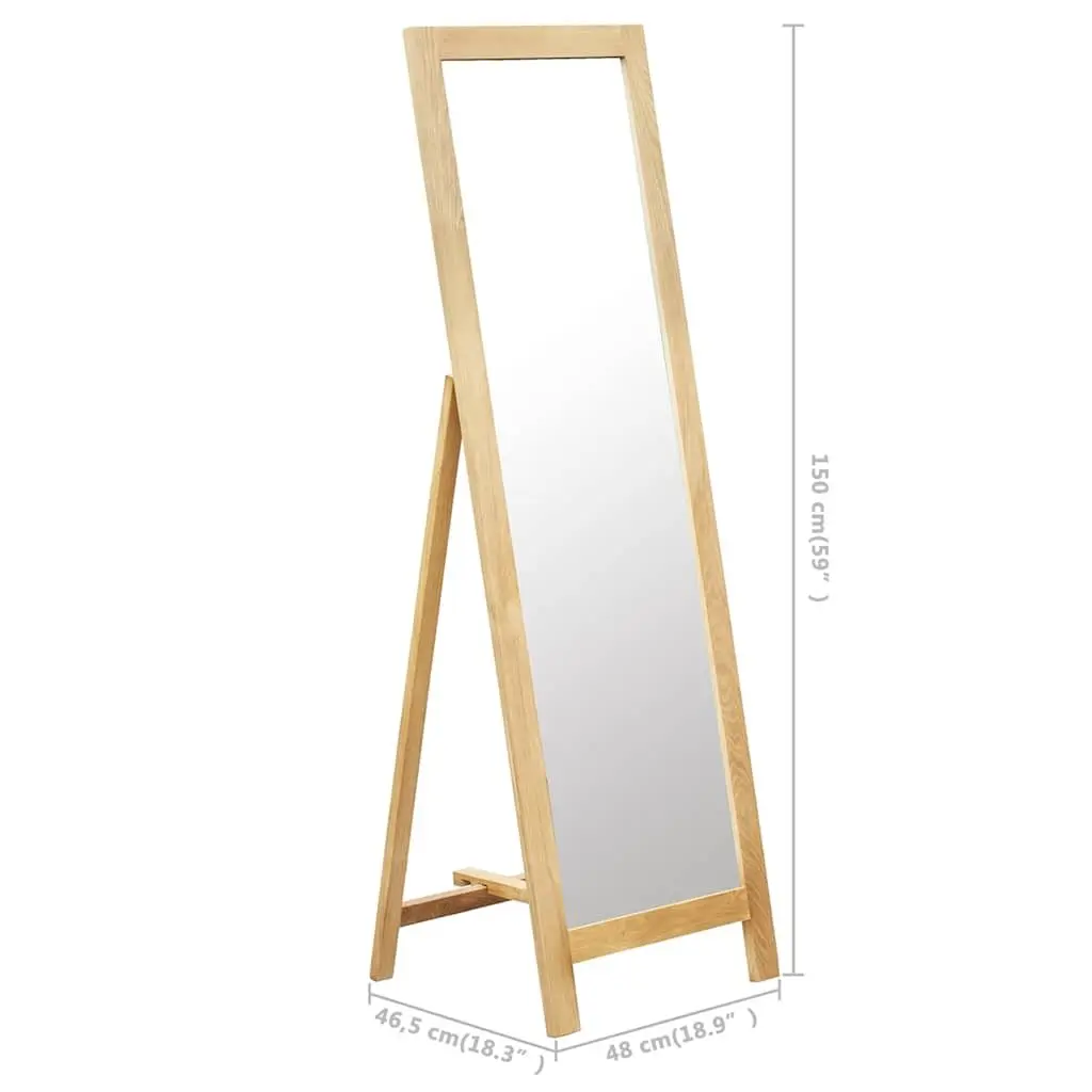 Freestanding Mirror Brown Solid Oak Wood Frame Bedroom Bathroom Hallway Decor