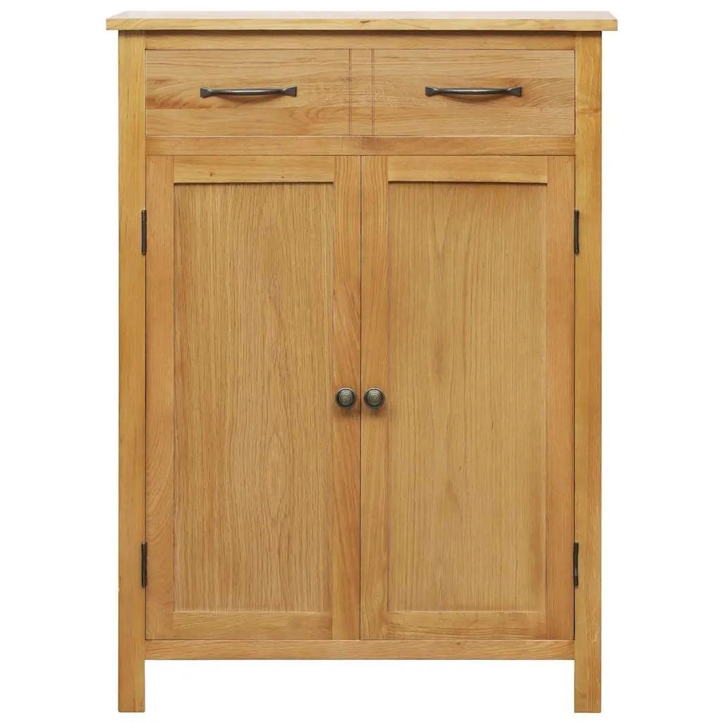 Shoe Cabinet Solid Oak Wood Brown 4 Shelves 1 Drawer Storage Organiser