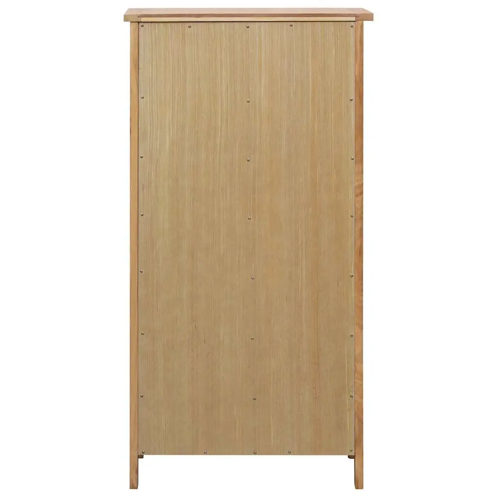 Shoe Cabinet Solid Oak Wood Brown 4 Shelves 1 Drawer Storage Organiser