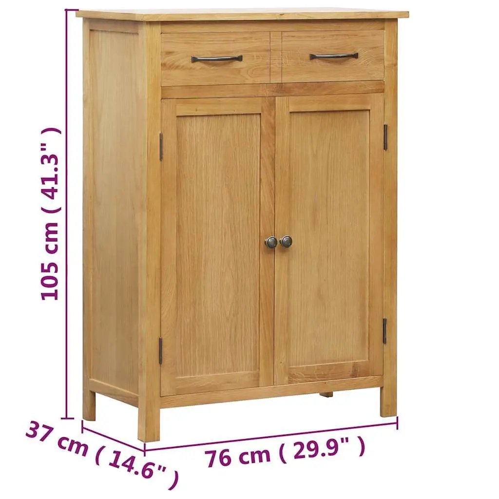 Shoe Cabinet Solid Oak Wood Brown 4 Shelves 1 Drawer Storage Organiser