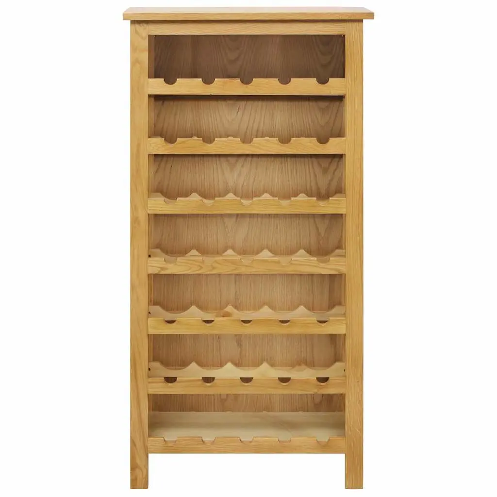 Brown Solid Oak Wood Wine Cabinet with 7 Shelves