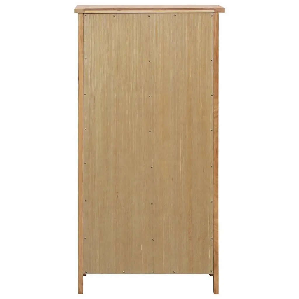 Brown Solid Oak Wood Wine Cabinet with 7 Shelves