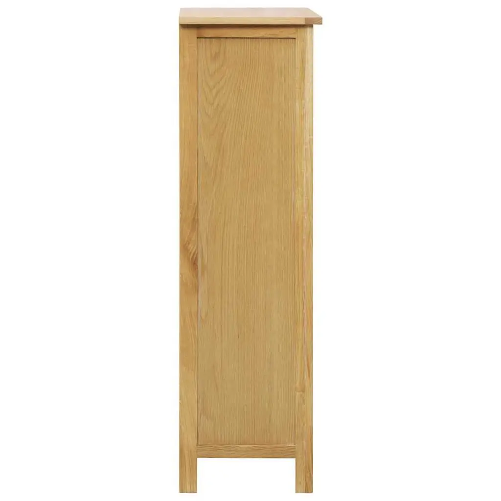 Brown Solid Oak Wood Wine Cabinet with 7 Shelves