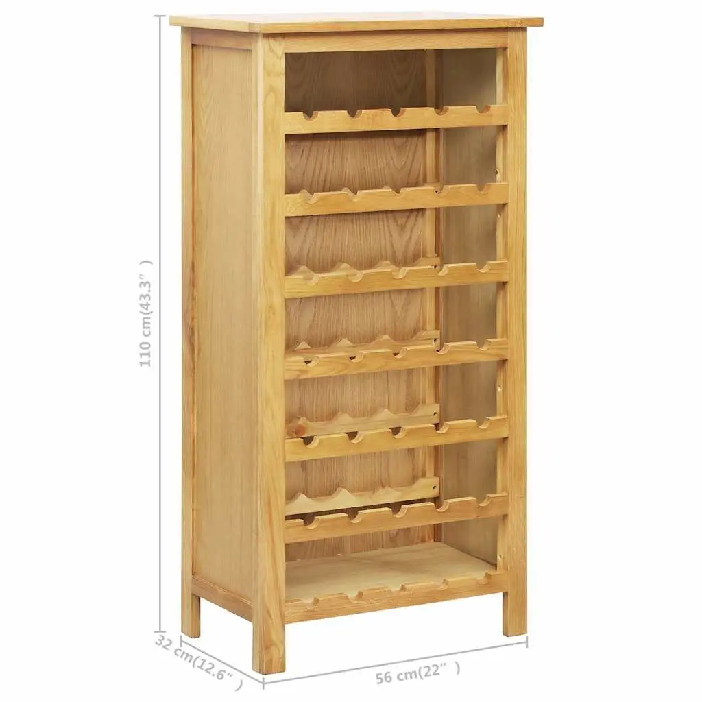 Brown Solid Oak Wood Wine Cabinet with 7 Shelves