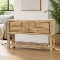 Brown Wooden Sideboard 120x30x75 cm with Drawers