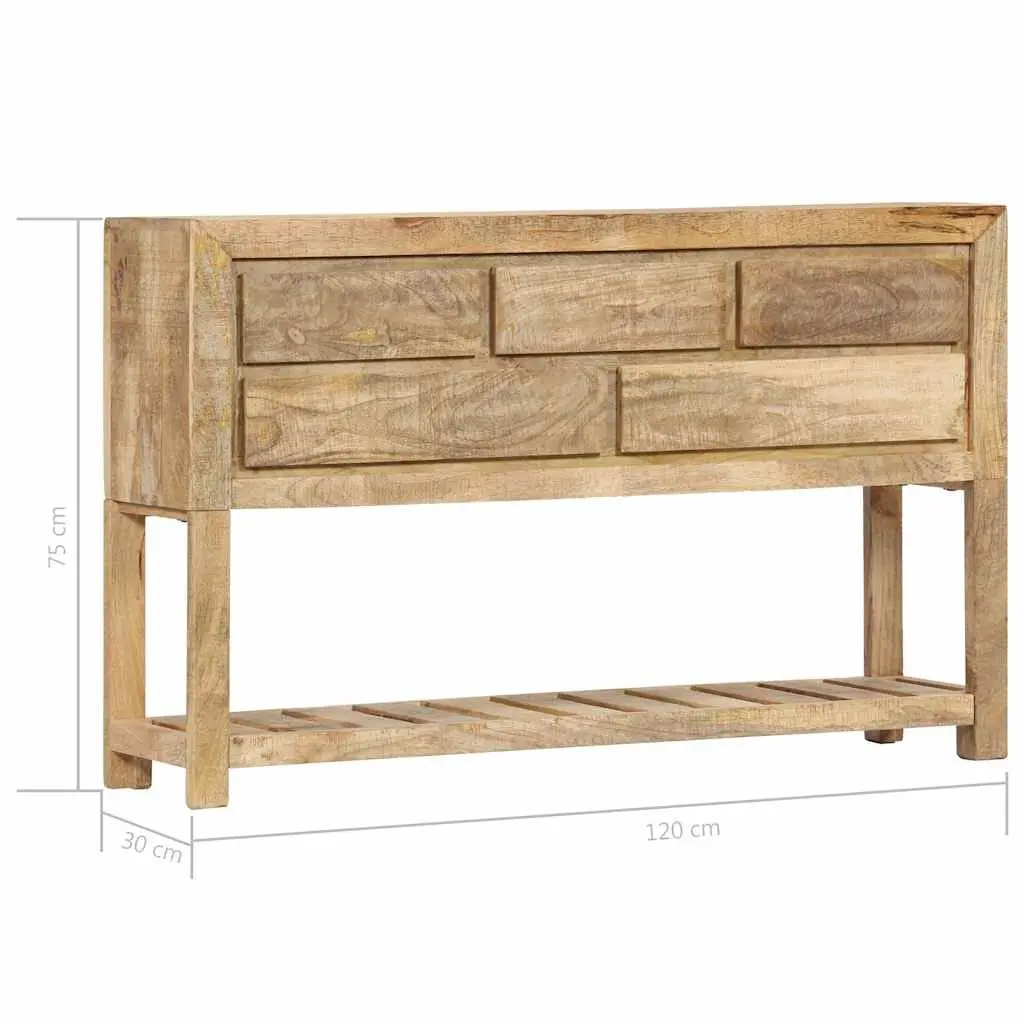Sideboard Solid Mango Wood 120x30x75 cm Brown Storage Cabinet with 5 Drawers and 1 Shelf