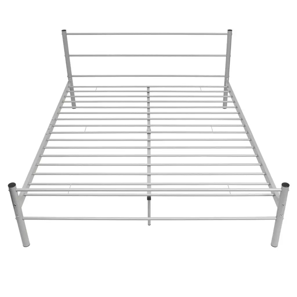 Grey Metal Queen Bed Frame with Slatted Base