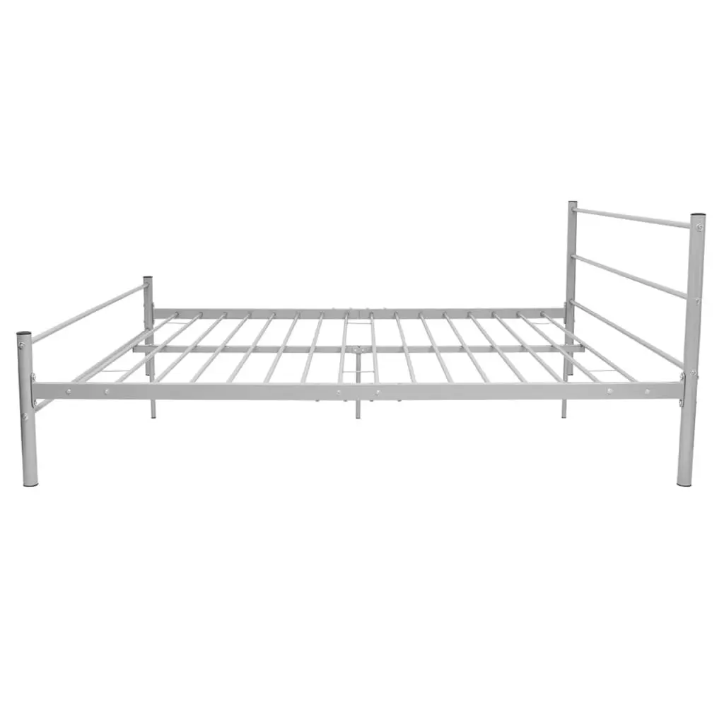 Grey Metal Queen Bed Frame with Slatted Base