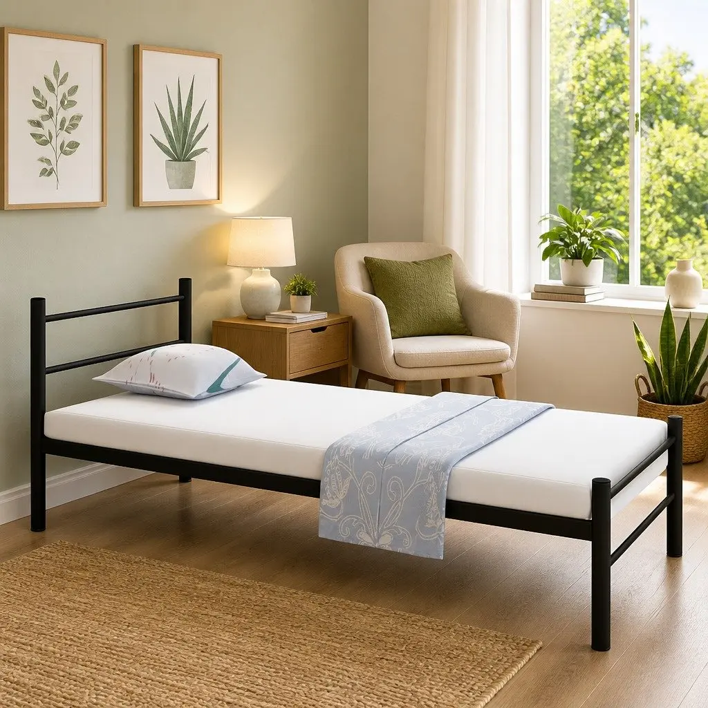 Black King Single Bed Frame with Slatted Base
