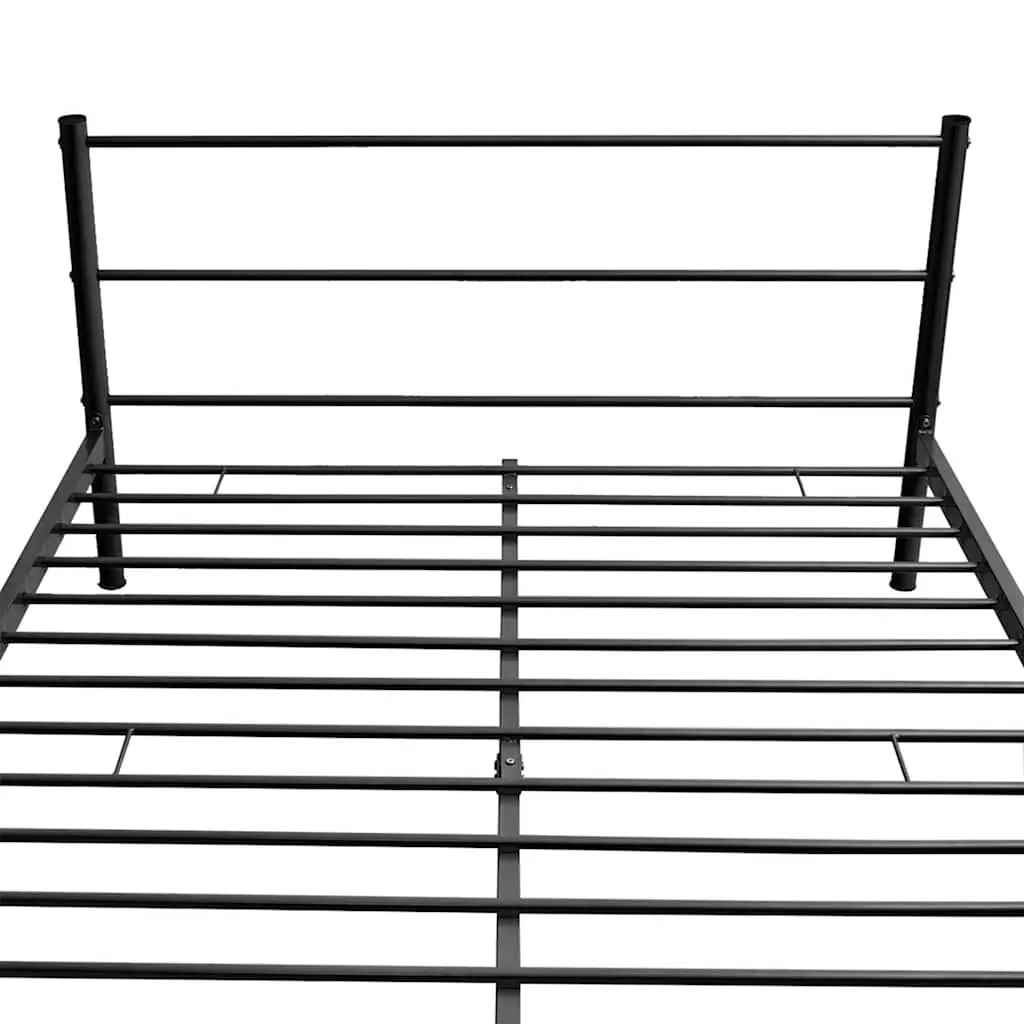Black Metal Double Bed Frame with Slatted Base