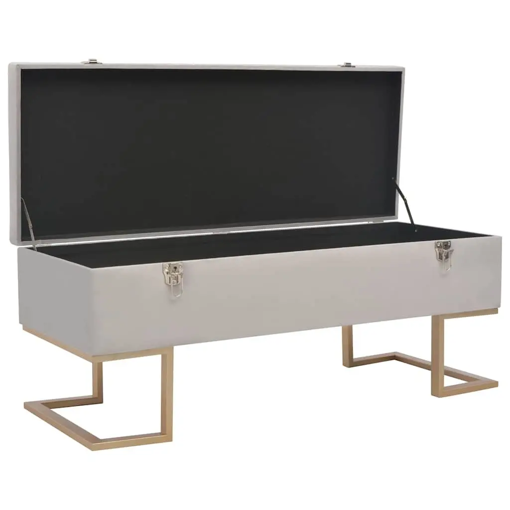 Upholstered Storage Bench Grey Velvet 105cm with Interior Storage Compartment for Living Room and Entryway Furniture