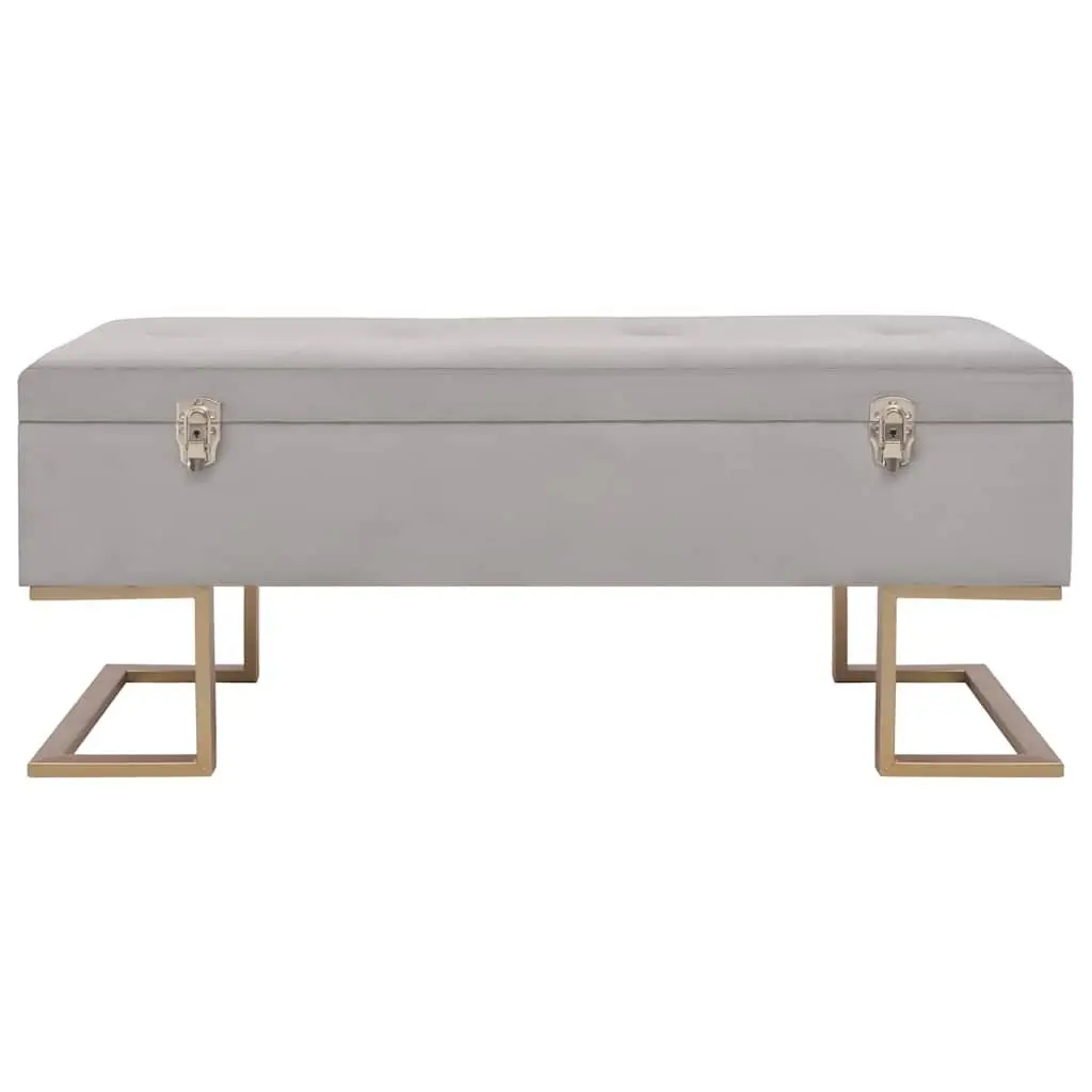 Upholstered Storage Bench Grey Velvet 105cm with Interior Storage Compartment for Living Room and Entryway Furniture