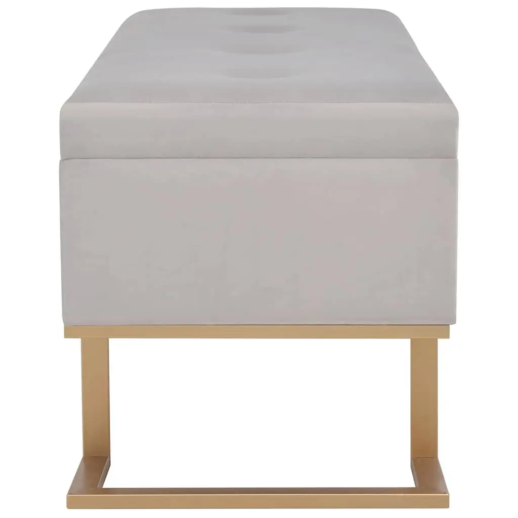 Upholstered Storage Bench Grey Velvet 105cm with Interior Storage Compartment for Living Room and Entryway Furniture