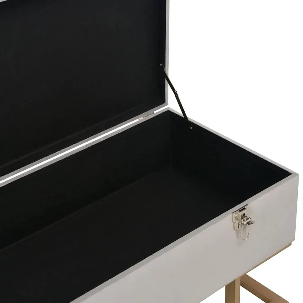 Upholstered Storage Bench Grey Velvet 105cm with Interior Storage Compartment for Living Room and Entryway Furniture