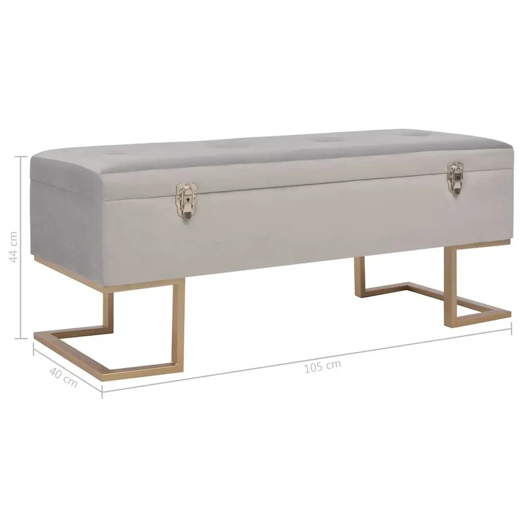Upholstered Storage Bench Grey Velvet 105cm with Interior Storage Compartment for Living Room and Entryway Furniture