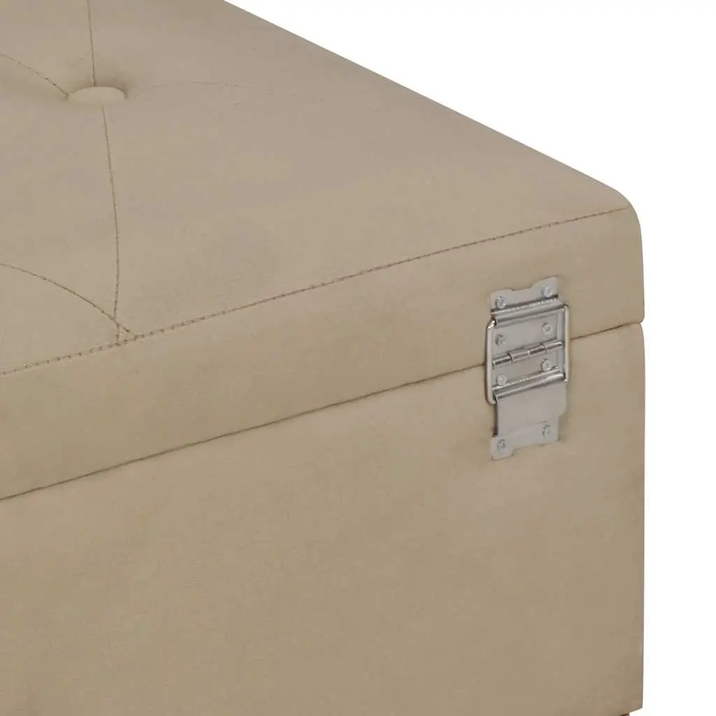 Beige Velvet Upholstered Storage Bench with Compartment