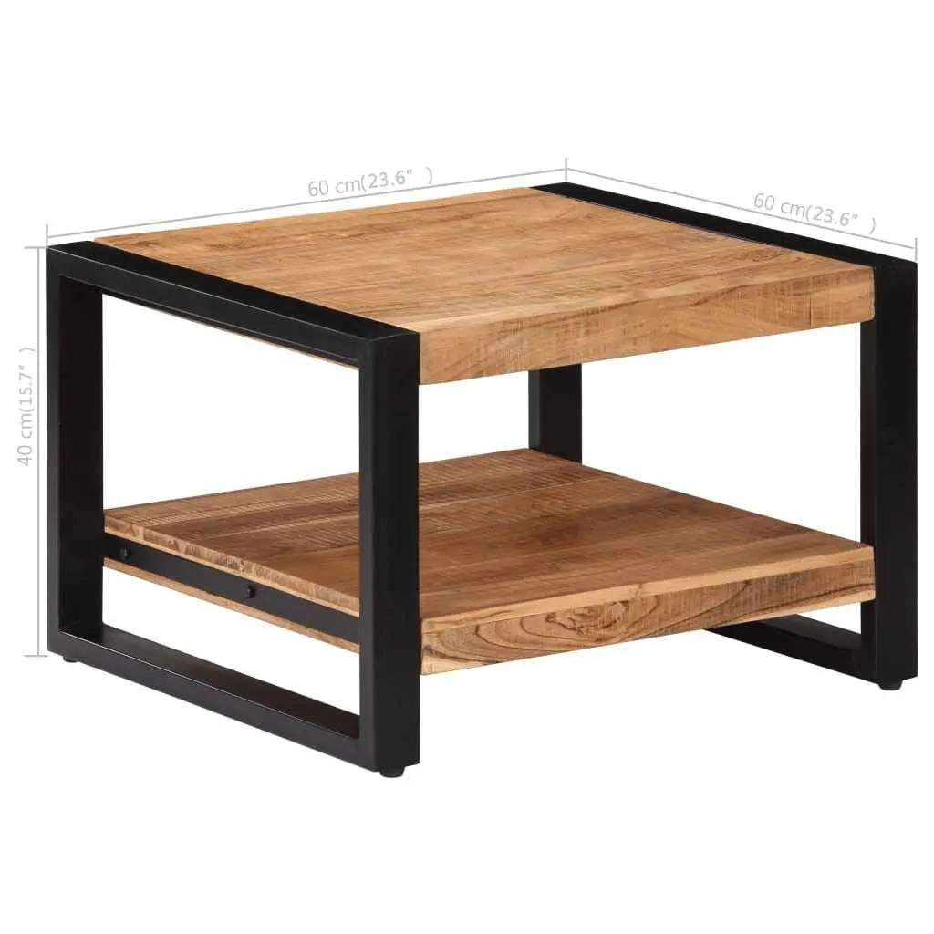 Solid Acacia Wood Coffee Table 60x60x40 cm Brown Retro