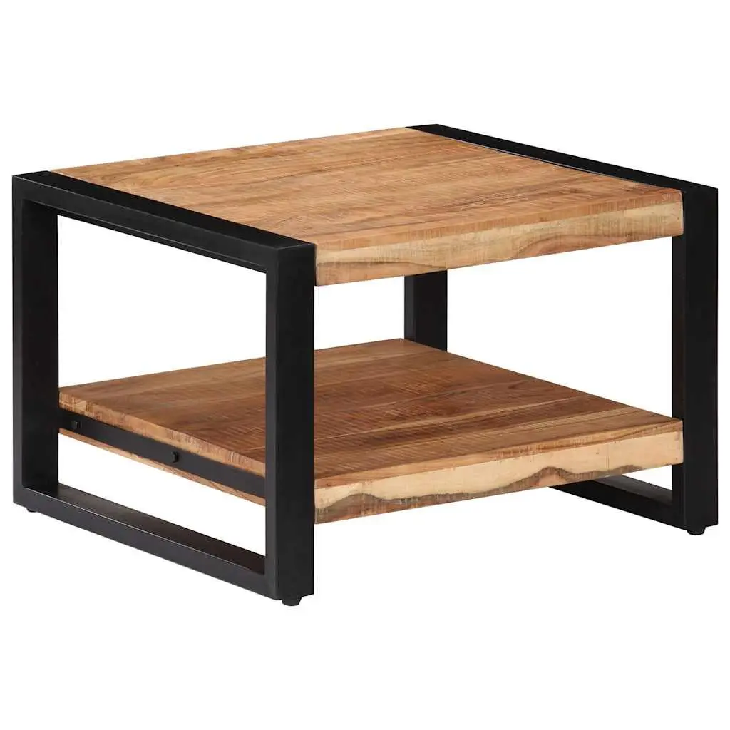 Solid Acacia Wood Coffee Table 60x60x40 cm Brown Retro