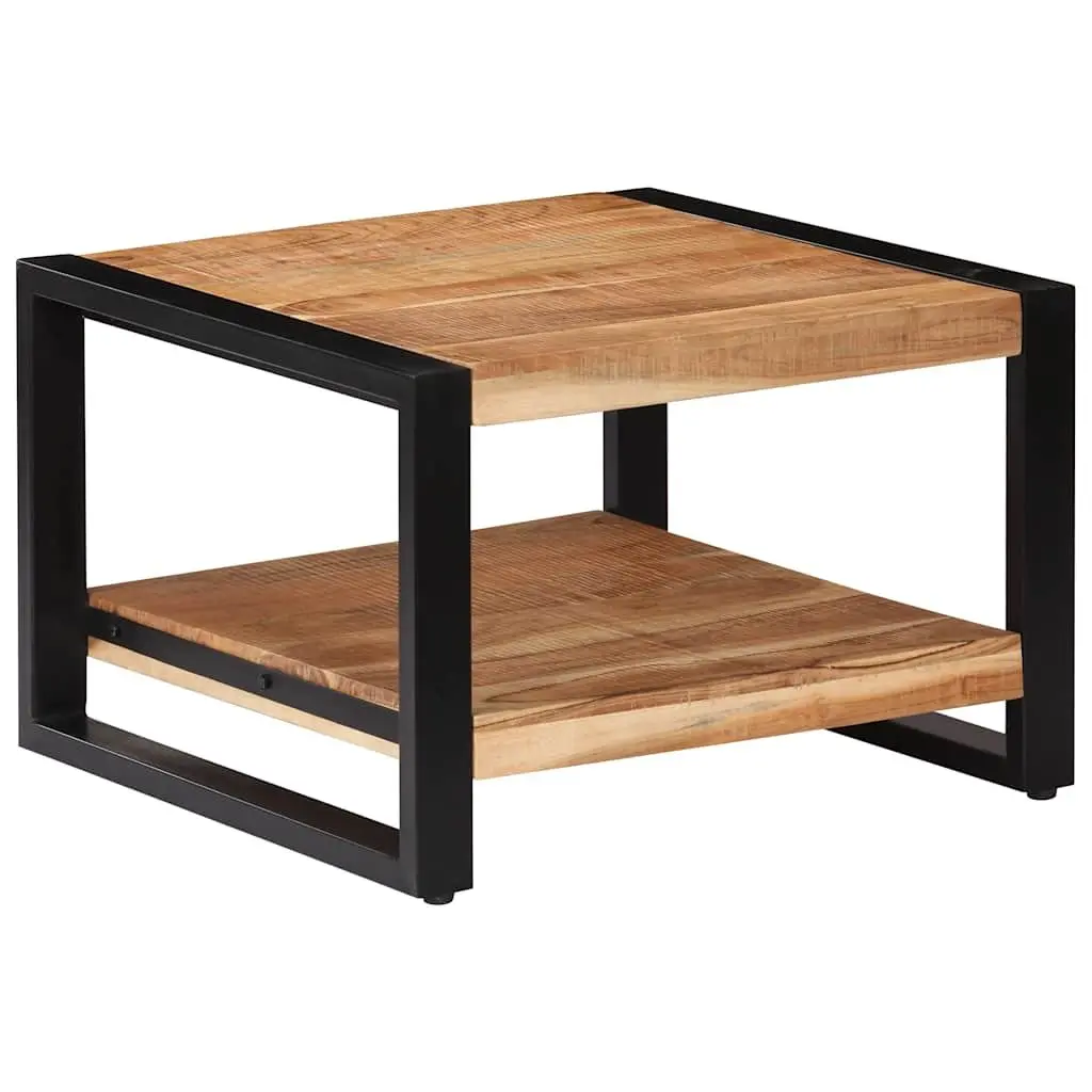 Solid Acacia Wood Coffee Table 60x60x40 cm Brown Retro