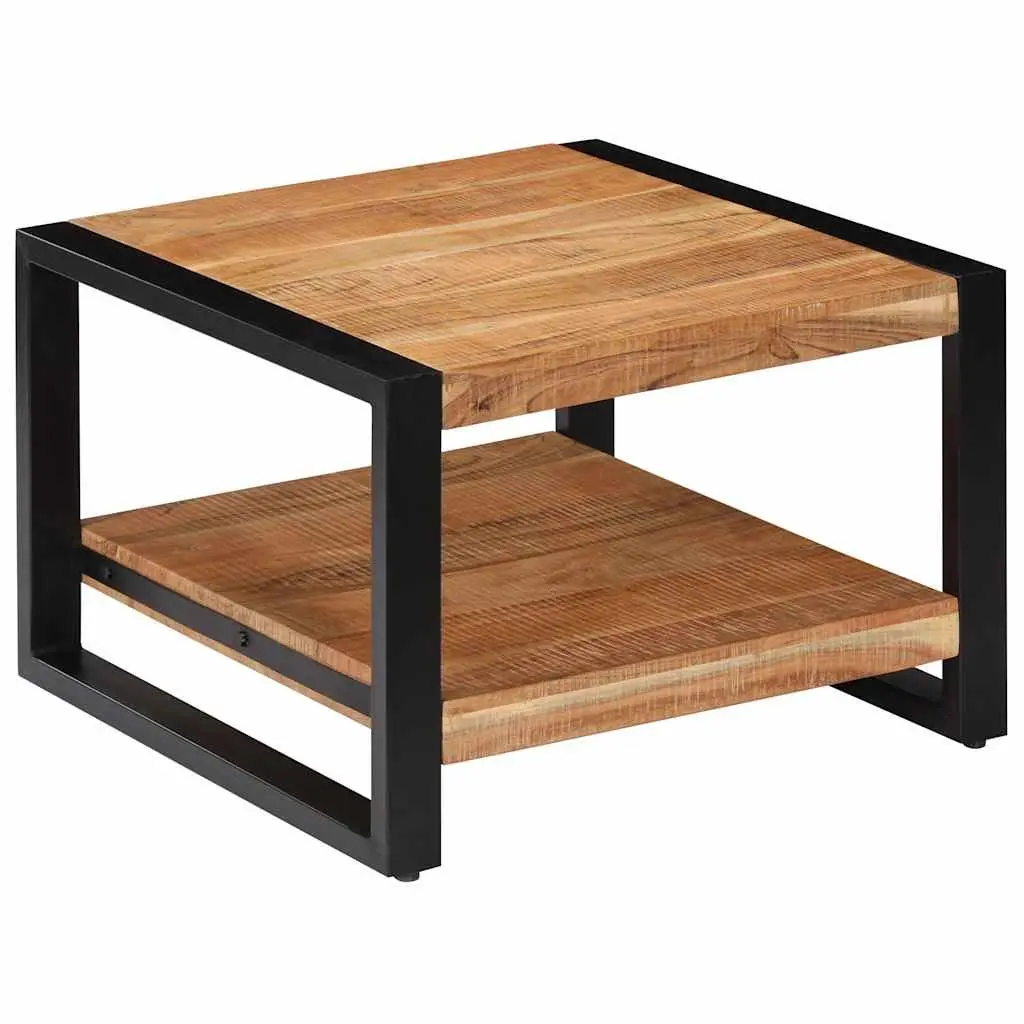 Solid Acacia Wood Coffee Table 60x60x40 cm Brown Retro