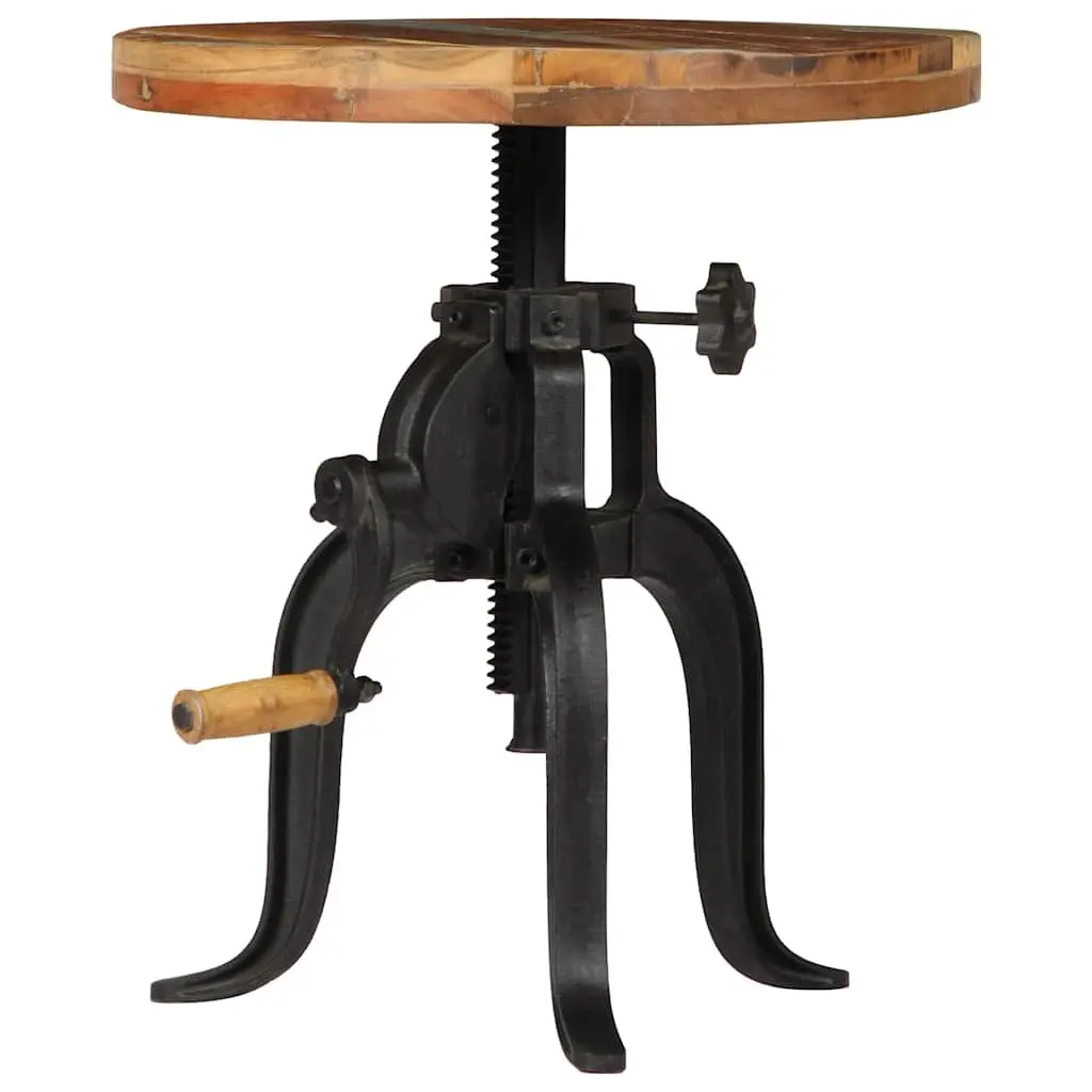 Adjustable Side Table with Reclaimed Wood & Cast Iron