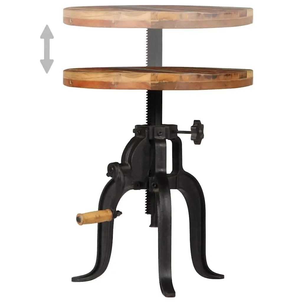 Adjustable Side Table with Reclaimed Wood & Cast Iron