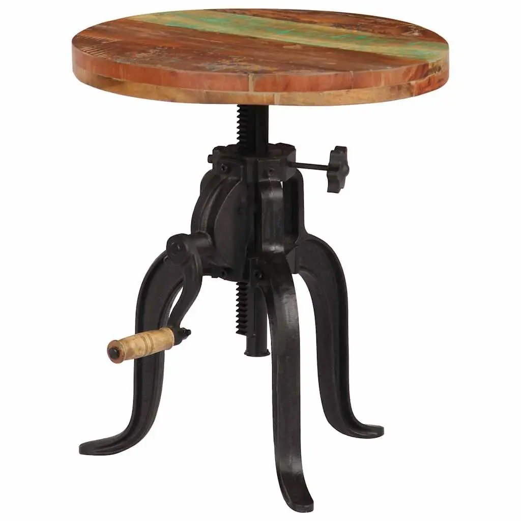 Adjustable Side Table with Reclaimed Wood & Cast Iron