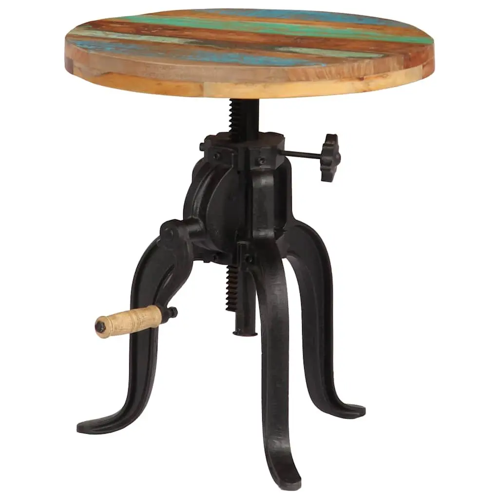 Adjustable Side Table with Reclaimed Wood & Cast Iron
