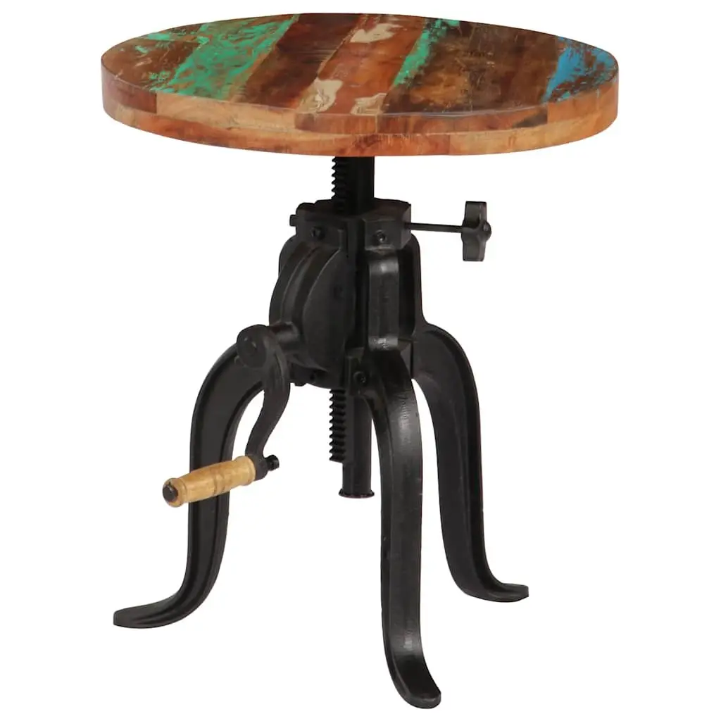 Adjustable Side Table with Reclaimed Wood & Cast Iron